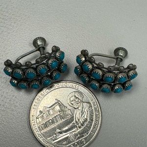 Navajo old pawn SS and natural turquoise earrings
